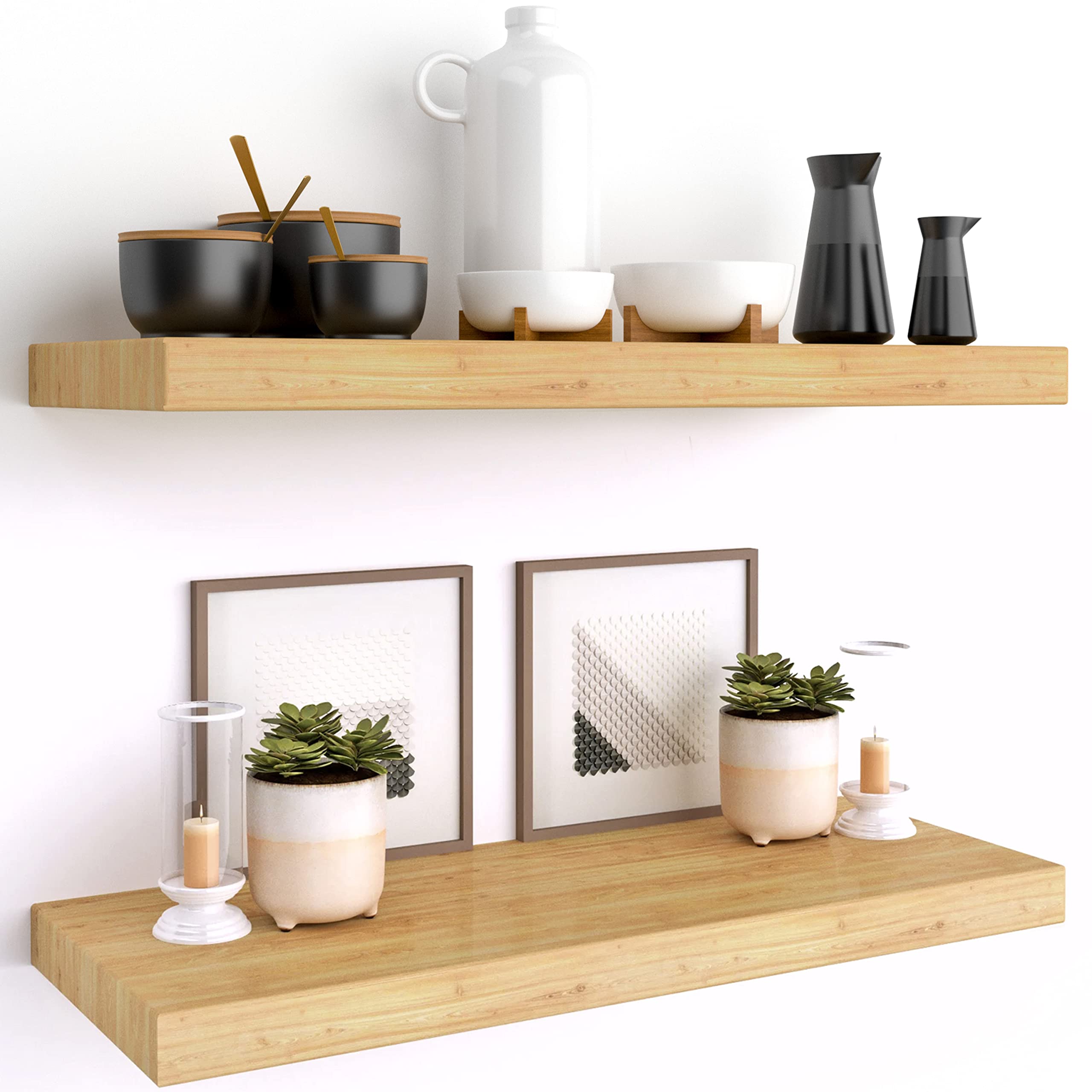 Soho Floating Shelf 24, Black Woodgrain - Athenee Home